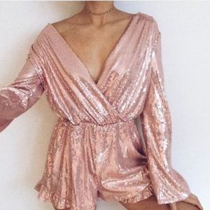 SALE Scarlett’s Rosegold Sequin Romper